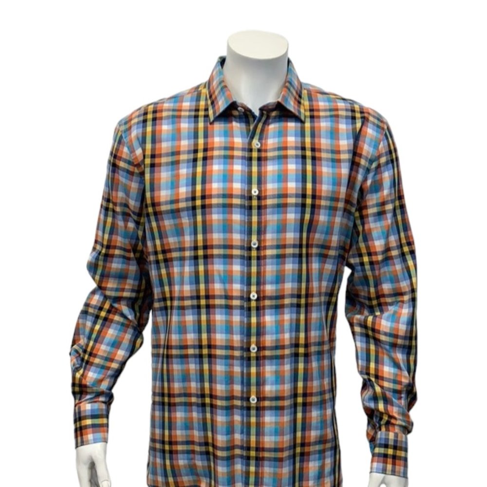 Bugatchi Uomo Multi Colored Shaped Fit LS Shirt XL